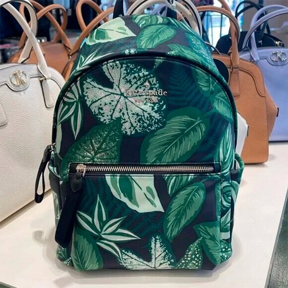 S Kate Spade Chelsea Green Fern Foliage Medium Backpack KH414 NWT $299 Retail main image 2